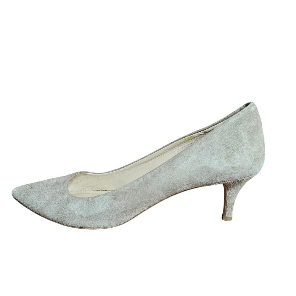 J.Crew Dulci Beige Suede Kitten Pointed Toe 2" Heels 7.5 Made In Italy EUC